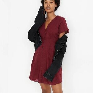 Madewell Button-Front Cotton Swing Dress in Swiss Dot Sz 14